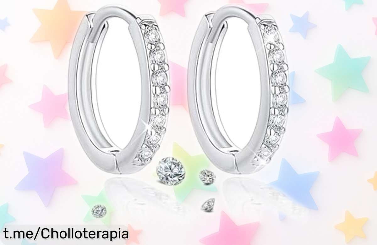 Pendientes de aro en plata 925 pequeñitos con circonitas, diseño cómodo y brillo eterno; ¡aprovecha este chollo antes que se agote y siéntete especial todos los días!