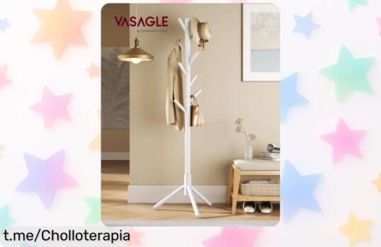 Perchero en forma de árbol VASAGLE con 8 ganchos, la oportunidad perfecta para alegrar tu hogar con un descuento brutal ¡Apresúrate y no te quedes sin el tuyo!