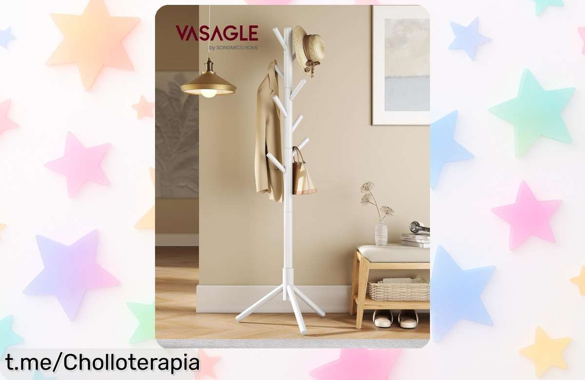Perchero en forma de árbol VASAGLE con 8 ganchos, la oportunidad perfecta para alegrar tu hogar con un descuento brutal ¡Apresúrate y no te quedes sin el tuyo!