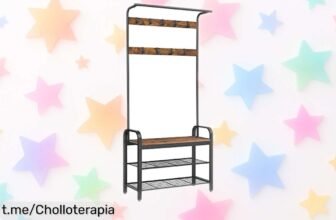 Perchero zapatero 4 en 1 con banco resistente y ganchos extraíbles, precio rebajado que no dura ¡Ideal para mantener tu entrada ordenada! No te quedes sin el tuyo, corre ya.