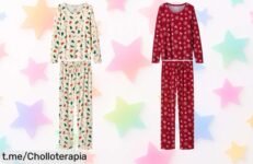 Pijama navideño para mujer con lazo y cintura elástica en rojo y blanco, ¡siente la magia de estas fiestas a un precio loco! No dejes escapar este super chollo que vuela rápido.