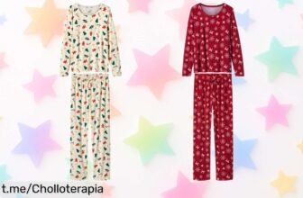 Pijama navideño para mujer con lazo y cintura elástica en rojo y blanco, ¡siente la magia de estas fiestas a un precio loco! No dejes escapar este super chollo que vuela rápido.