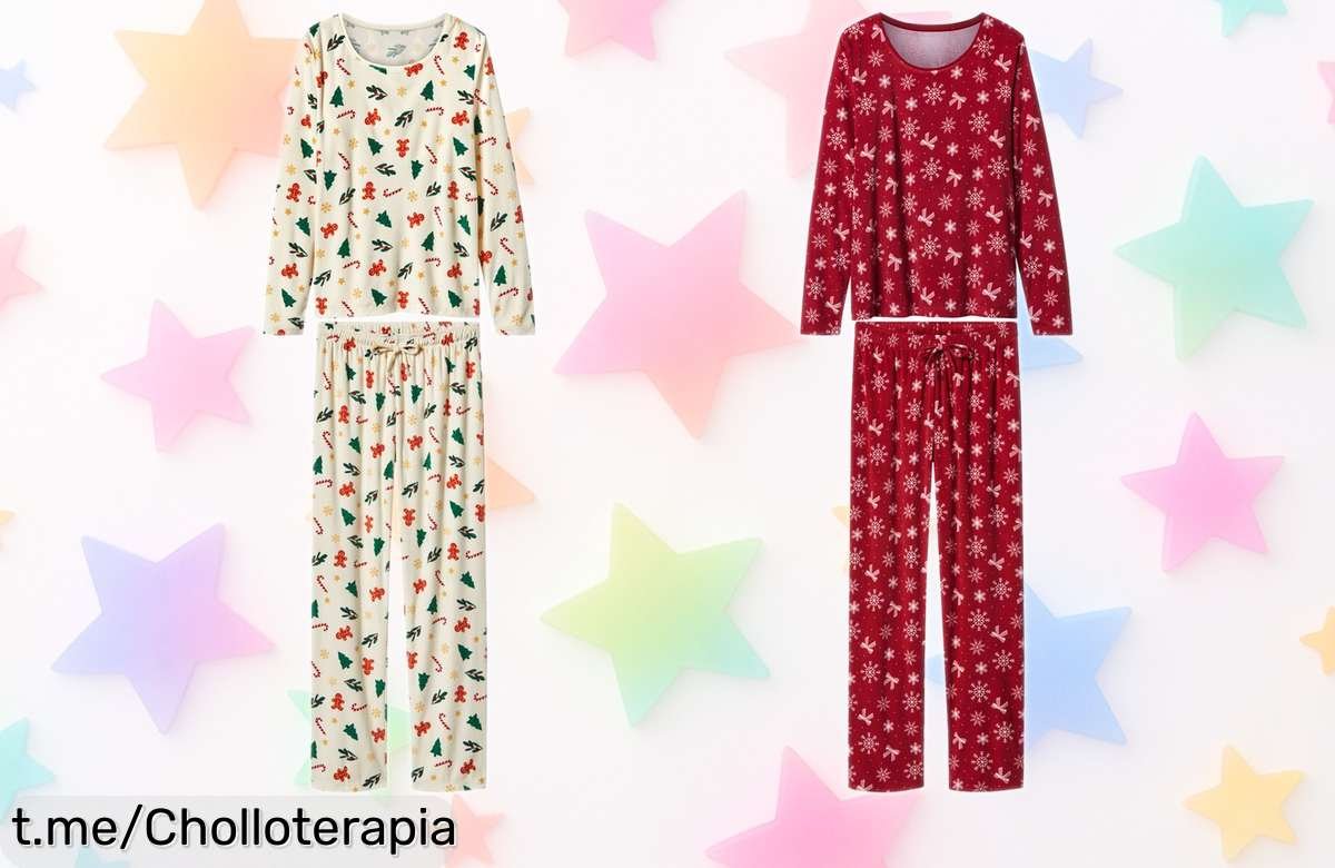Pijama navideño para mujer con lazo y cintura elástica en rojo y blanco, ¡siente la magia de estas fiestas a un precio loco! No dejes escapar este super chollo que vuela rápido.