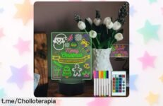 Pizarra acrílica de borrado en seco con luz nocturna y 7 marcadores: ¡el super chollo para dar vida a tus ideas, ahora más barata que nunca! No te quedes sin la tuya.