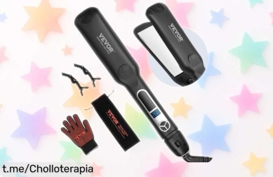 Plancha de pelo VEVOR con titanio que alisa sin frizz y calienta en un instante, ahora a precio rebajado; ¡no te la pierdas y deslumbra cada día!