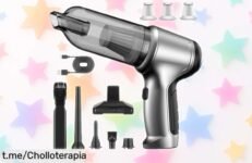 Potente aspirador de mano y coche con filtro HEPA: captura toda la suciedad y los pelos. ¡Precio rebajado, no lo pienses más! Aprovecha este super chollo antes de que se agote.