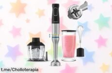 Potente batidora de mano con 1200 W y cuchillas de titanio negro a precio rebajado que no puede faltar en tu cocina ¡Hazla tuya antes de que se agoten!