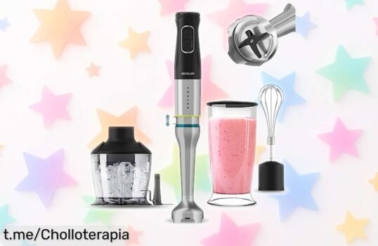 Potente batidora de mano con 1200 W y cuchillas de titanio negro a precio rebajado que no puede faltar en tu cocina ¡Hazla tuya antes de que se agoten!