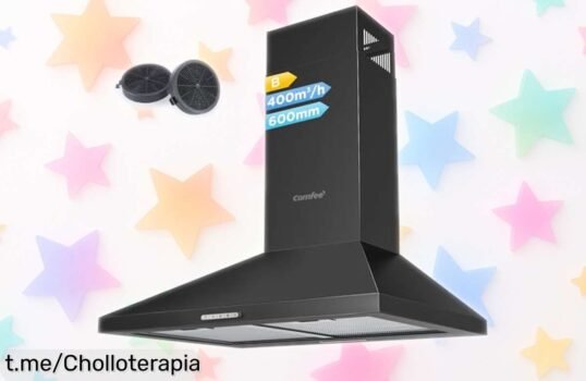 Potente campana extractora negra con luz LED y triple velocidad, ahora rebajada ¡Haz brillar tu cocina con este super chollo que no podrás dejar escapar!