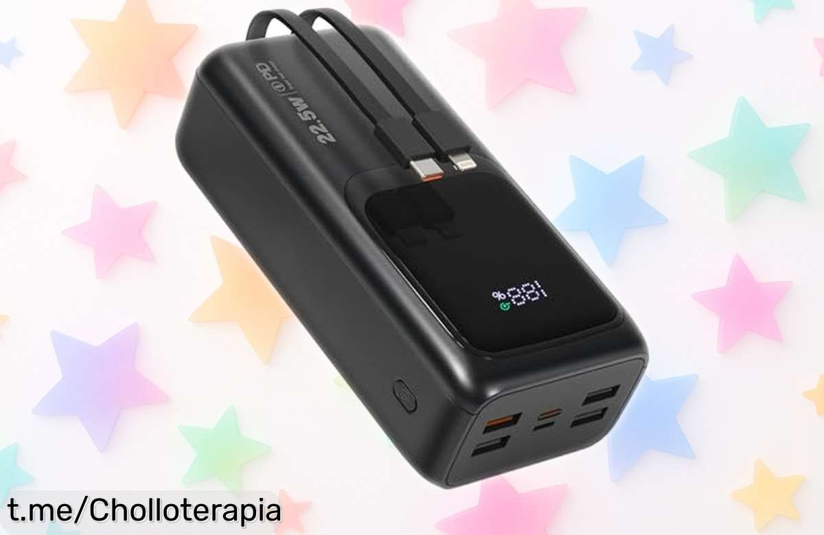 Power bank bestial de 30000 mAh con carcasa metálica y linterna potente, ¡super chollo a precio rebajado que vuela! Asegura tu energía y no te quedes a oscuras.