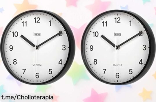 Reloj analógico de pared teesa con segundero silencioso en pack de 2, perfecto para dar vida a tu hogar. ¡Aprovecha esta oferta única y transforma tus espacios sin ruidos!