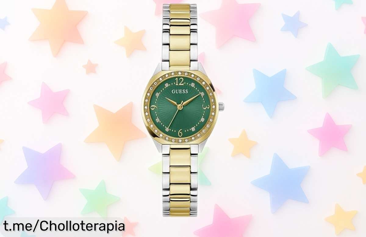 Reloj multicolor Guess con pulsera de acero inoxidable, ¡rebajado y lista para que brilles! No te lo pierdas, vuela el chollo que alegrará tus días.