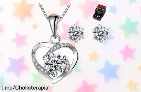 Rosa eterna Dr. MUYA® con collar y pendientes, un detalle brillante que enamora; ¡precio rebajado solo por poco tiempo, sorprende hoy a tu ser querido!