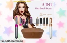 Secador de pelo 5 en 1 con peine caliente y rizador profesional a precio rebajado, ¡aprovecha este súper chollo y transforma tu look en minutos!