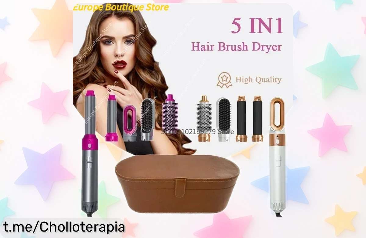 Secador de pelo 5 en 1 con peine caliente y rizador profesional a precio rebajado, ¡aprovecha este súper chollo y transforma tu look en minutos!