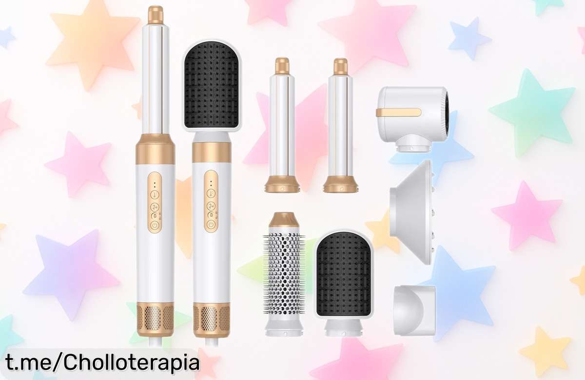 Secador de pelo 7 en 1 con cepillo sin escobillas y rizador automático, el super chollo para un look profesional en casa que vuela por caída de precio, ¡no te quedes sin el tuyo!