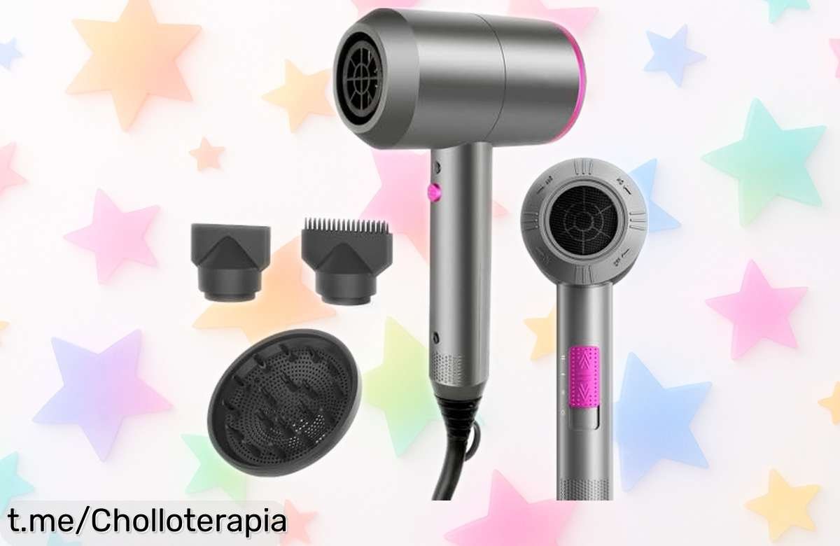 Secador de pelo iónico potente que cuida tu cabello con 3 temperaturas, ahora con un descuentazo brutal. ¡No te lo pierdas y luce un pelo de cine ya!