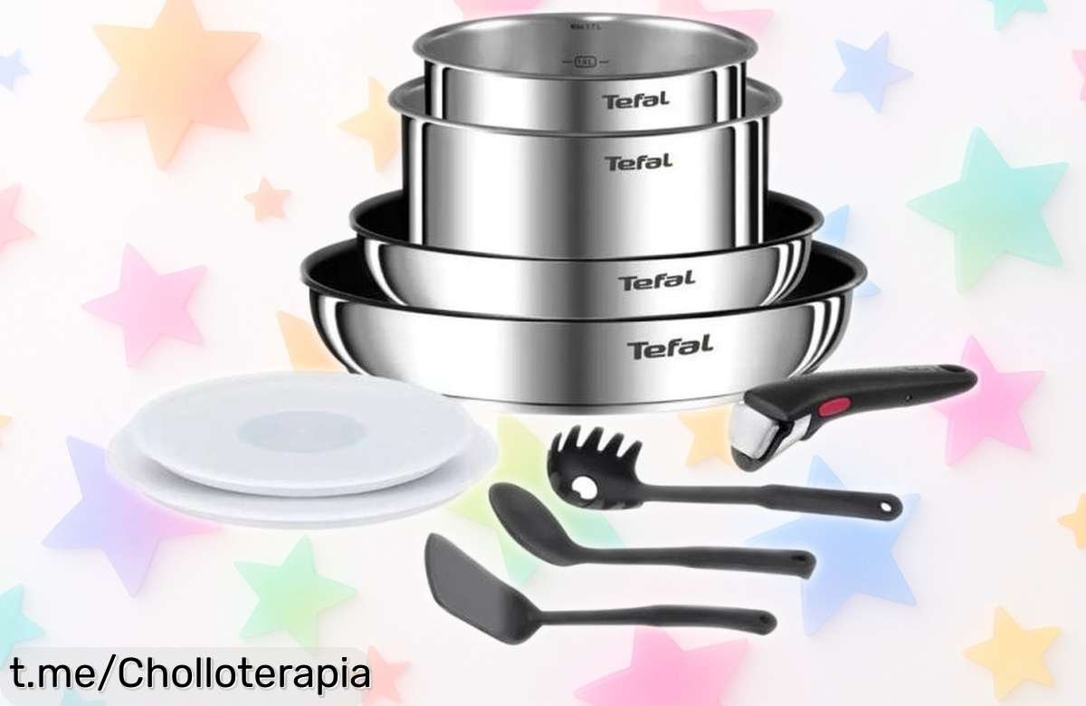 Set de 10 piezas ingenio Tefal con mango desmontable a precio loco, ¡el super chollo para cocinar fácil que te hará disfrutar en la cocina como nunca antes!