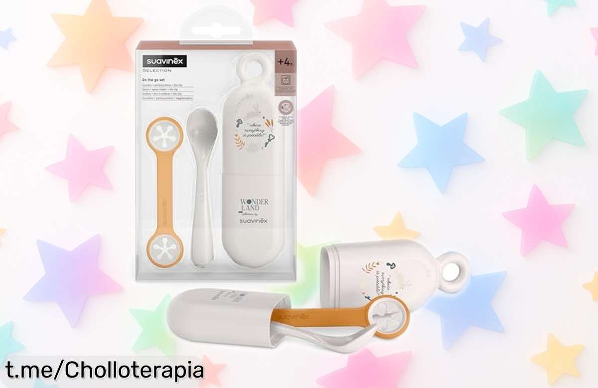 Set de cuchara Suavinex con estuche práctico para bebés, ahora a precio rebajado; convierte cada comida fuera en un momento especial que no te querrás perder.
