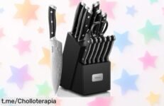 Set de cuchillos Yabano súper afilados con bloque y afilador integrado a precio rebajado, ¡no te pierdas esta oportunidad para cortar como un chef en casa!