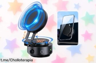 Soporte magnético para móvil con ventosa potente y brazo extensible, ¡ofertón que te asegura el teléfono donde quieras! No pierdas la oportunidad de tenerlo siempre a mano.