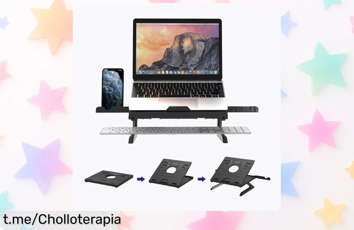 Soporte plegable para portátil Solayce, cuida tu cuello con estilo y aprovecha esta oferta limitada a un precio muy bajo que hará sonreír a tus días. ¡No lo dejes escapar!