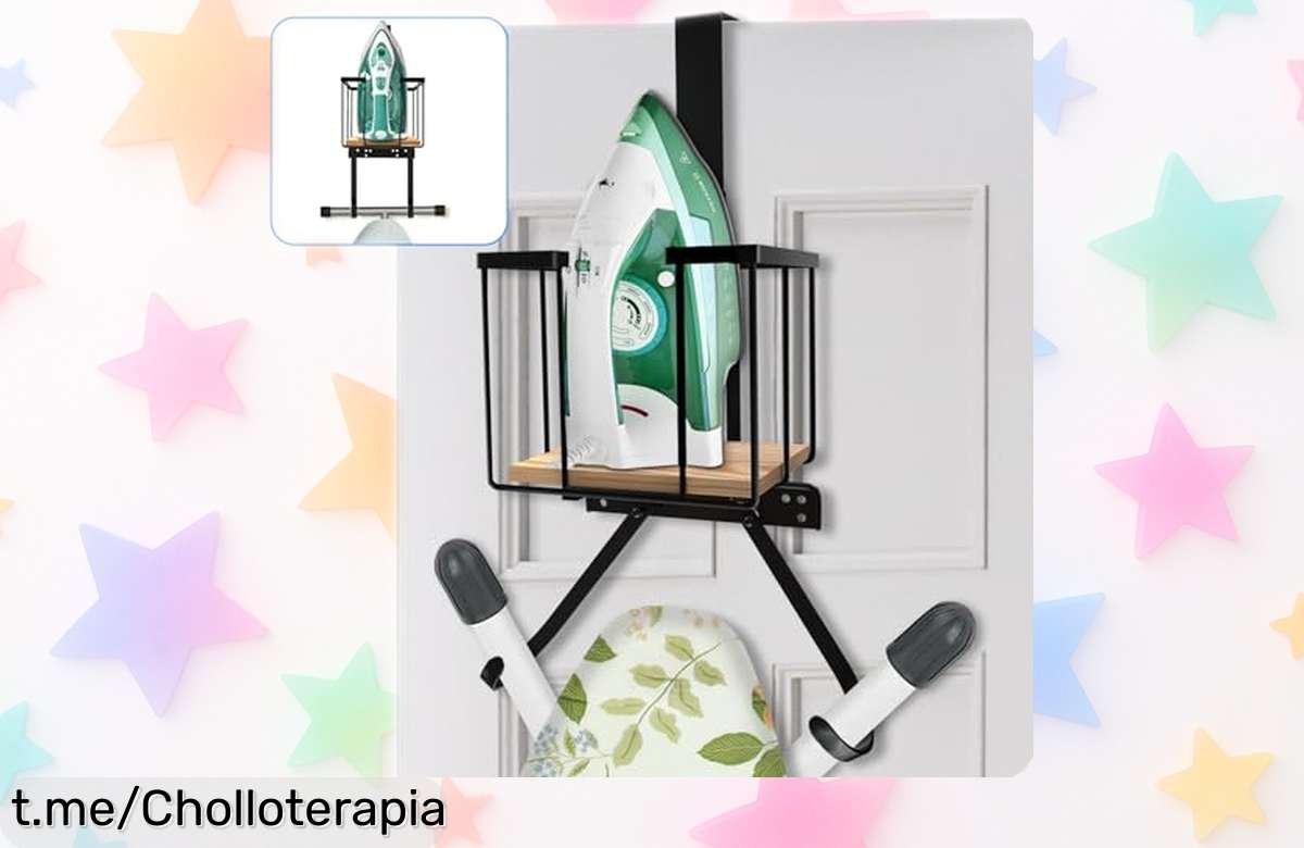 Soporte ultrasólido para tabla de planchar con cesta y ganchos fuertes, aguanta hasta 30 libras ¡rebajado a un precio locazo! Ordena tu lavandería antes que se acabe.