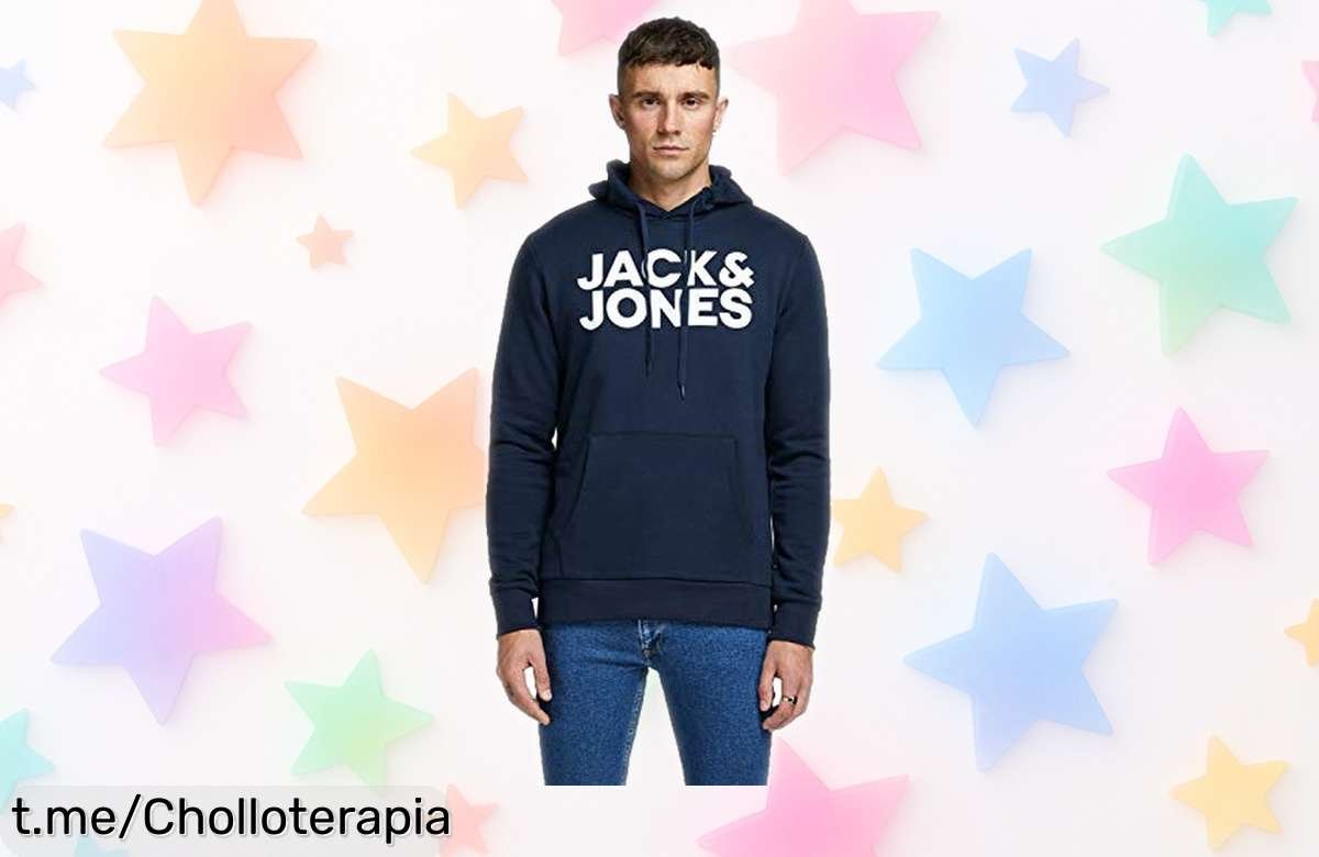 Sudadera con capucha Jack & Jones en azul oscuro 5XL a precio de ganga, súper chollo que no puedes dejar escapar; dale vida a tu armario y siente la onda ¡compra ya!