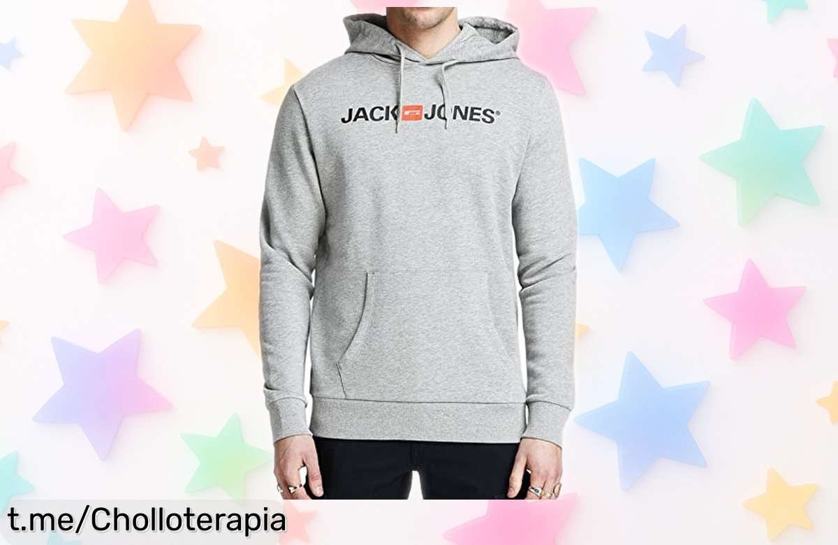 Sudadera con capucha Jack & Jones gris a precio loco, disfruta de un estilo auténtico y no pierdas esta oportunidad única ¡Hazla tuya ya!