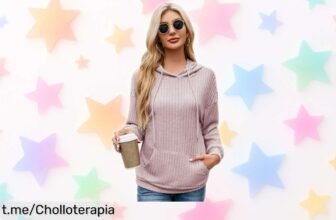 Sudadera fina de mujer EDOTON con rayas verticales y prácticos bolsillos a precio rebajado, ¡aprovéchate de este super chollo antes que vuelen!