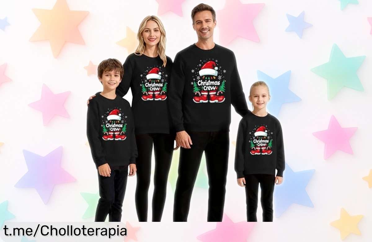 Sudadera navideña familiar con diseño elegante y divertido, super chollo en descuento brutal, ¡aprovéchala antes de que se agote y vive la magia de la Navidad!