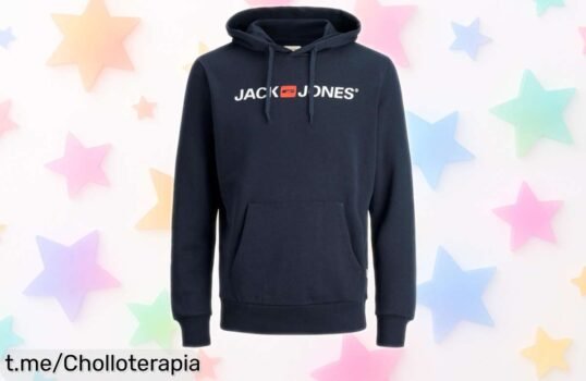 Súper suave sudadera Jack & Jones con capucha ajustable, precio rebajadísimo que no vas a creer; siente el calor y lucimiento de estar a la moda este otoño ¡aprovecha antes de que se acaben!