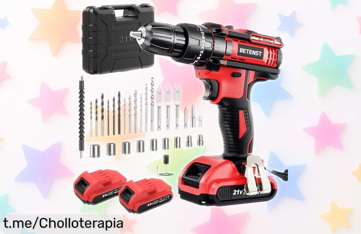 Taladro percutor a batería potente de 42Nm con 2 baterías y luz LED, súper descuento que no se repite, ¡no te quedes sin el tuyo y haz tus proyectos realidad!