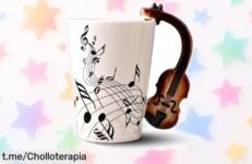 Taza de cerámica con diseño de violín, un super chollo que no se va a repetir: ¡hazte con el detalle único que tus manos merecen antes de que se agote!