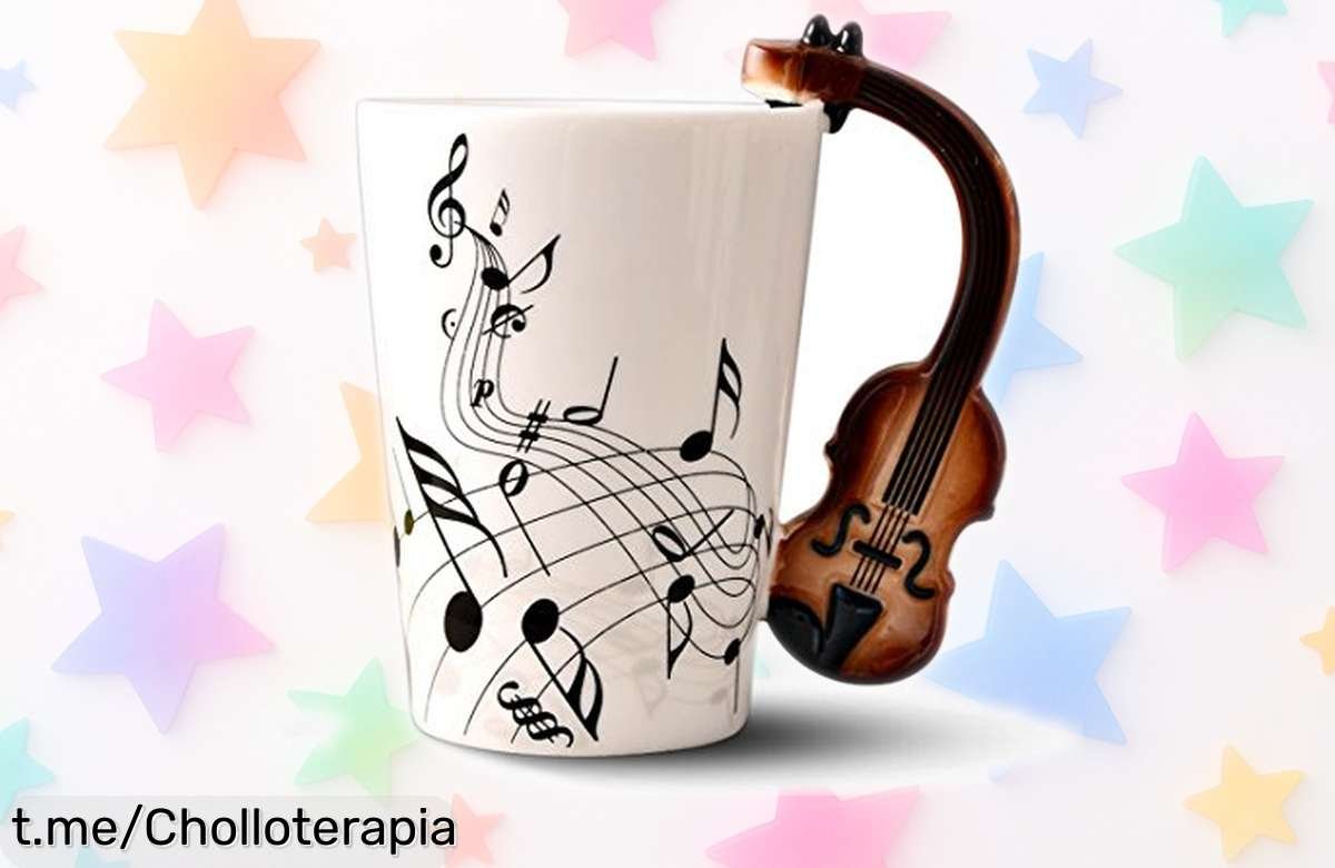 Taza de cerámica con diseño de violín, un super chollo que no se va a repetir: ¡hazte con el detalle único que tus manos merecen antes de que se agote!