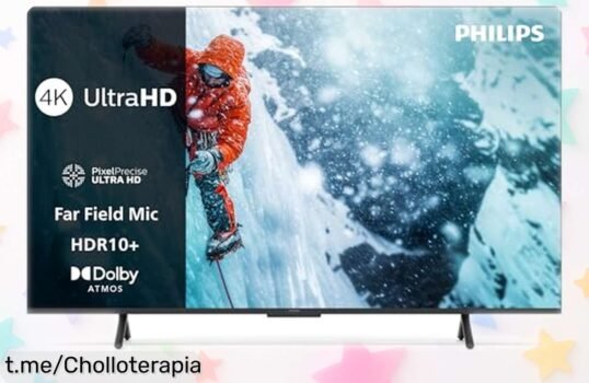 Televisor 4K de 55 pulgadas Philips a precio rebajado, colores vibrantes y sonido Dolby Atmos; vive la emoción del cine en casa antes de que se agote este súper ofertón.