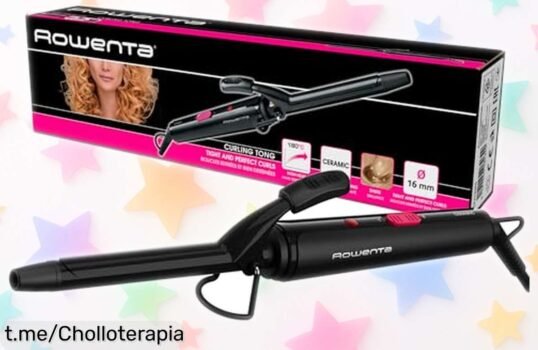 Tenacilla rizadora Rowenta con calentamiento potente y cerámico suave, ¡super chollo rebajado por tiempo limitado para que luzcas espectacular! No dejes escapar esta oportunidad única.