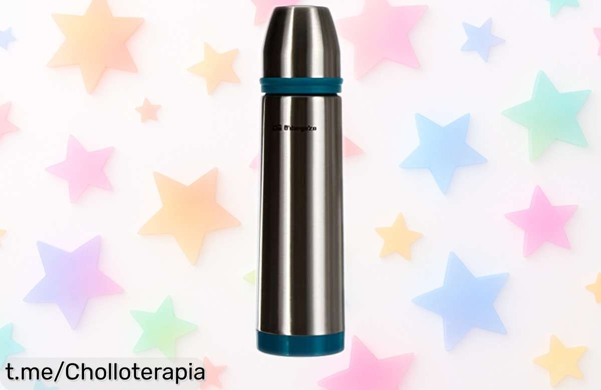 Termo Orbegozo de acero inoxidable que mantiene tus bebidas frías 24h y calientes 12h, a un precio rebajadísimo. ¡No te quedes sin él y disfruta cada sorbo como nunca!