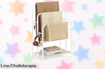 Toallero de pie Vasagle con 3 barras y 2 ganchos, ¡un súper chollo que no te puedes perder! Ordena tu baño ahora antes de que se acabe este descuentazo.