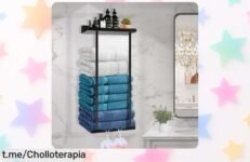Toallero sin taladrar de diseño ajustable y doble gancho, ¡súper resistente! Aprovecha el precio rebajado y organiza tu baño o cocina con estilo antes de que se agote.