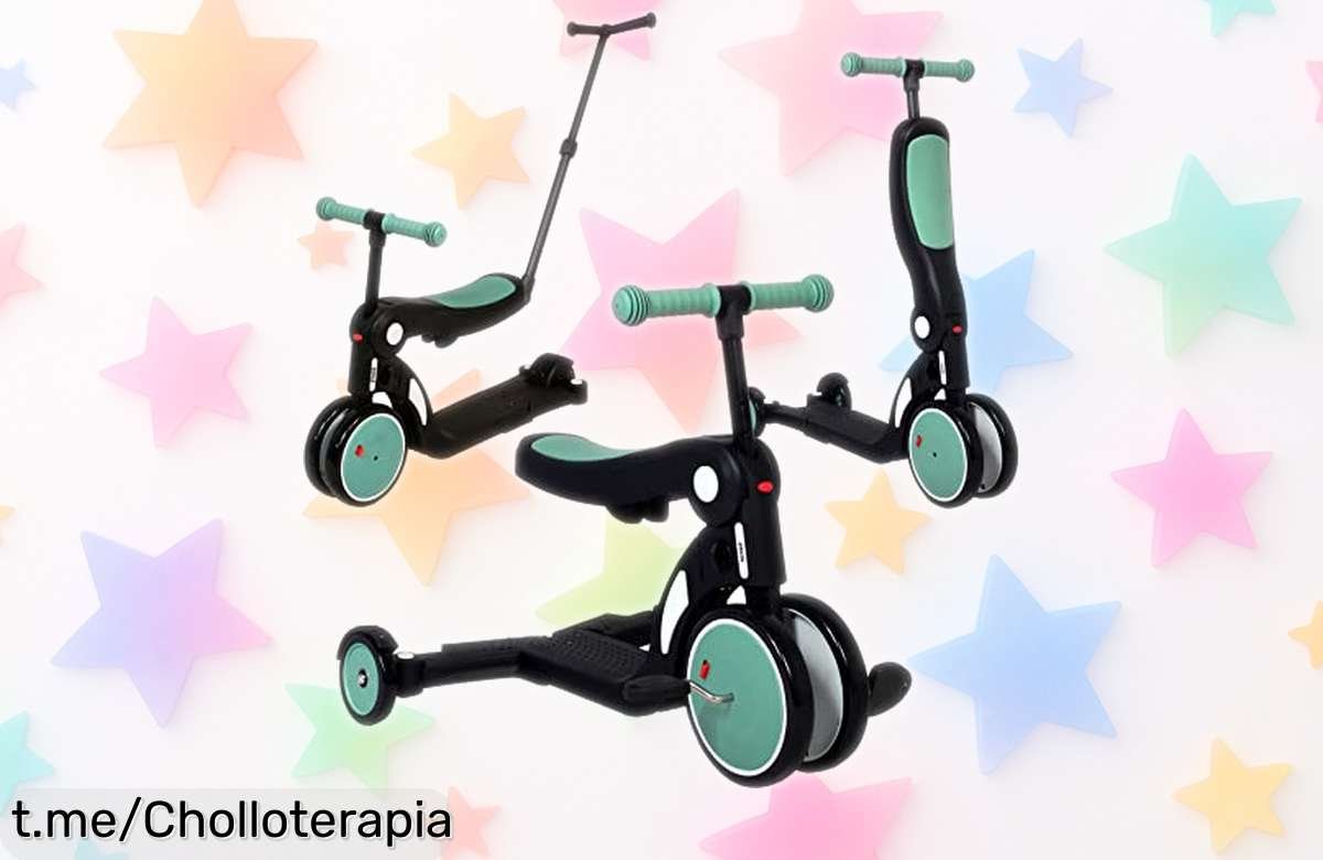 Triciclo evolutivo 5 en 1 Looping Scootizz verde: ¡súper chollo con caída de precio, ideal para que tu peque crezca feliz! Aprovecha antes que se agoten y disfruta de su risa.