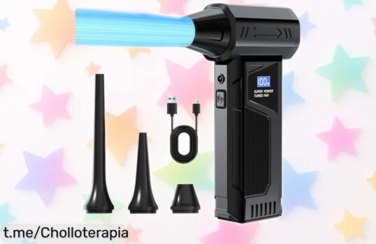 Ventilador de chorro inalámbrico con motor sin escobillas, ¡ofertón imbatible para limpiar tu coche fácil y rápido! Aprovecha el precio rebajado antes de que se acabe.