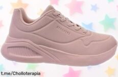 Zapatillas Skechers Uno Lite para mujer en rosa, diseño sin cordones y suela flexible, ¡rebajadas a un precio loco! Aprovecha esta oferta limitada y muévete con libertad.