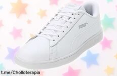 Zapatillas deportivas Puma Smash en blanco a precio rebajado, super chollo para que disfrutes de cada movimiento: ¡no dejes pasar la oportunidad y hazlas tuyas ya!