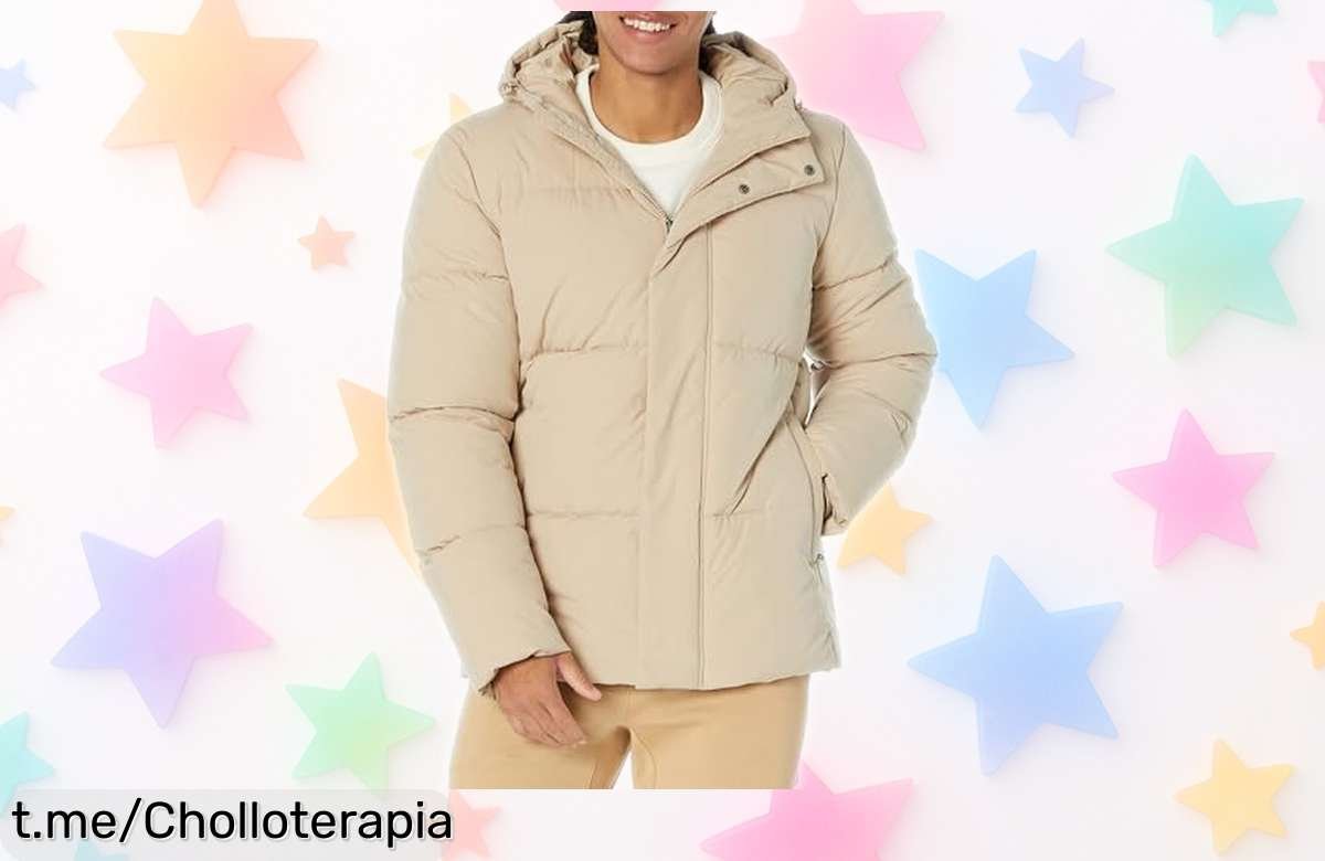 Abrigo acolchado Amazon Essentials súper calentito y con capucha ajustable, ¡descuentazo brutal por tiempo limitado para que enfrentes el frío protegido y a la moda!