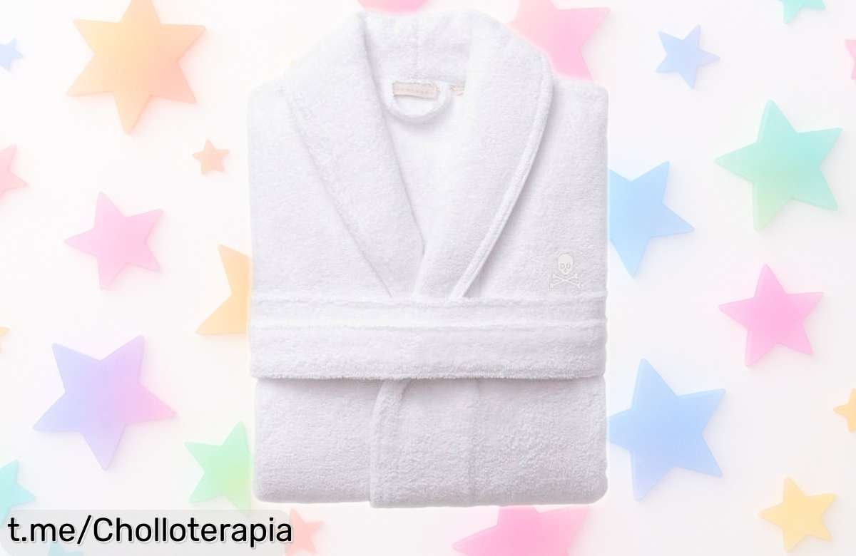 Albornoz de algodón 100% gris con ribetes azules: ¡precios locos en su calidad superior! Aprovecha esta oferta limitada y siente el lujo que mereces hoy mismo.