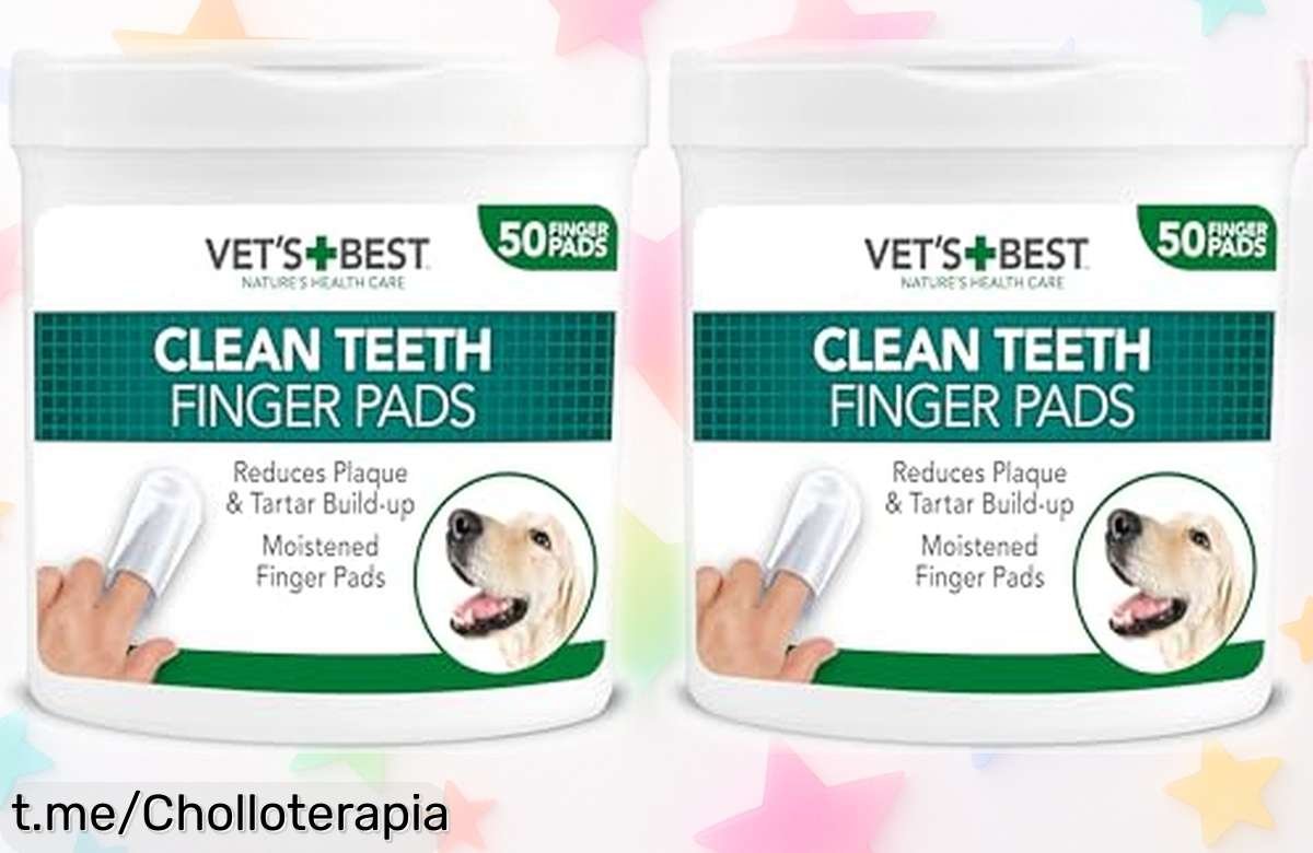 Almohadillas naturales Vet’s Best para limpiar dientes de perros ¡aprovecha este super chollo y dale a tu peludo la sonrisa fresca que se merece antes de que se acabe!