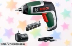 Atornillador a batería Bosch IXO con adaptador en ángulo, ahora más barato que nunca. Haz tus proyectos fácil y rápido, ¡no dejes pasar esta oportunidad única!