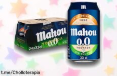 Auténtica cerveza 0,0 Mahou tostada sin gluten en pack de 24 latas, no te pierdas este super chollo que hará vibrar tus sentidos antes de que se acabe. ¡Cómprala ya!