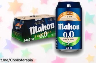 Auténtica cerveza 0,0 Mahou tostada sin gluten en pack de 24 latas, no te pierdas este super chollo que hará vibrar tus sentidos antes de que se acabe. ¡Cómprala ya!